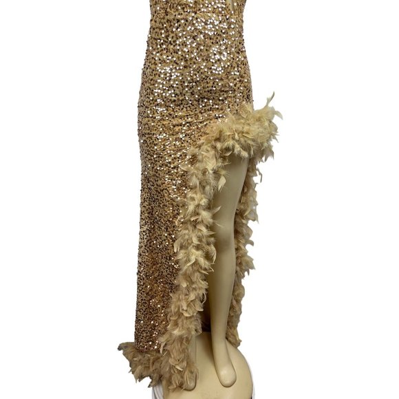 Fashion Nova Women’s Gold Slit Dress Sz S NWT - Picture 6 of 11